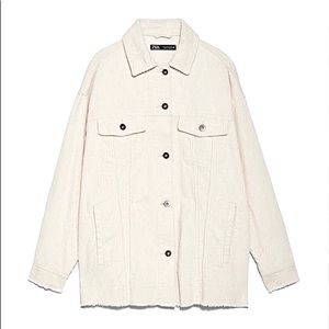 Zara Curdoroy Oversized Ecru White Cream Jacket / Shacket